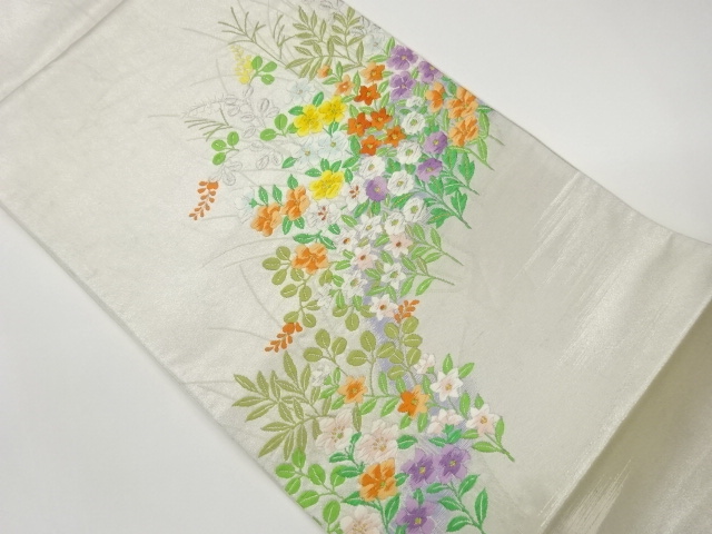 JAPANESE KIMONO / FUKURO OBI / WOVEN STREAM WATER & FLOWER 